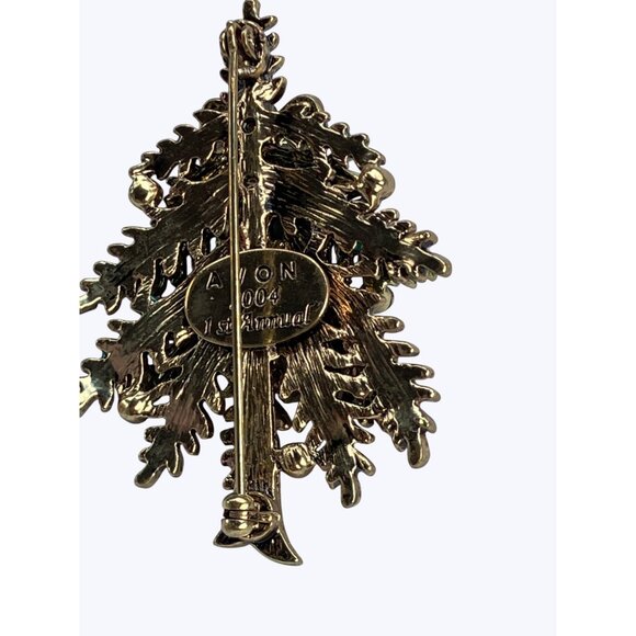 Avon 2004 1st Annual Christmas Tree Pin Brooch With Rhinestones Enamel Finish - Picture 3 of 5